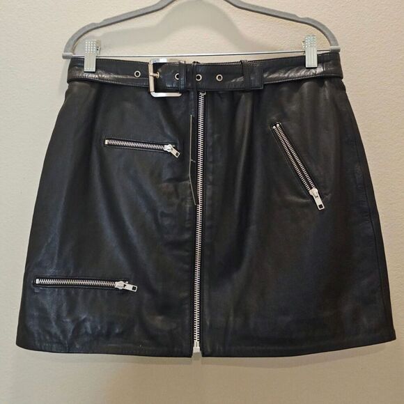 Revolve House of Harlow 1960 Tori Black Leather Skirt Size Large - Picture 2 of 6